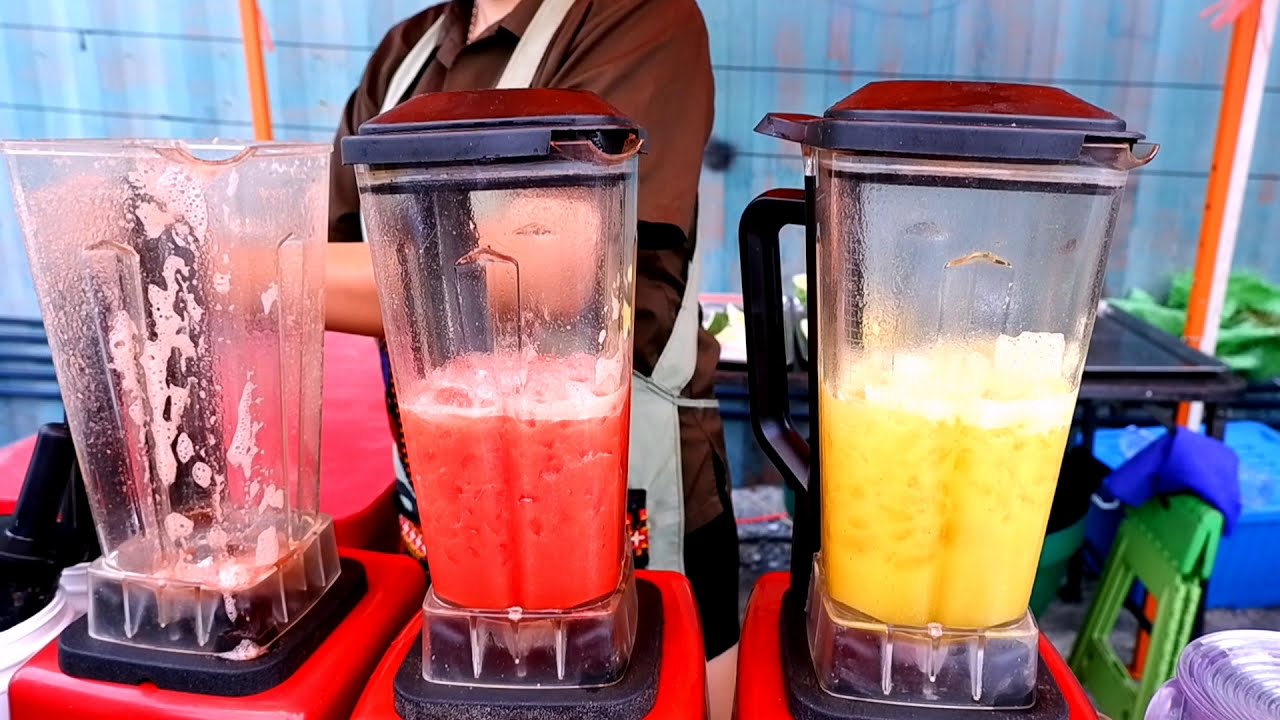 Red VS Yellow Watermelon Drink Recipe Watermelon Slush Street Food Thailand Tasty Street タイナイトマーケット