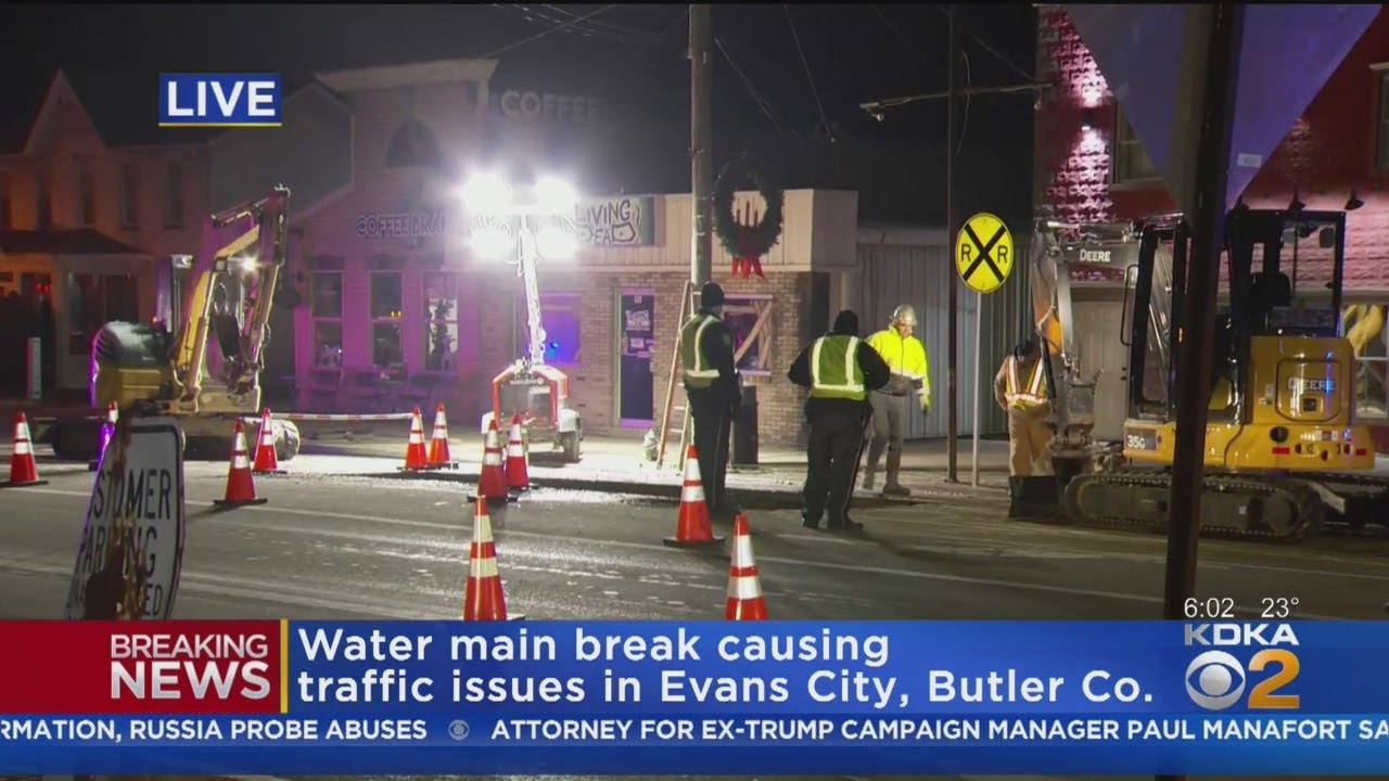 Water Main Break In Evans City Slowing Down Traffic YouTube