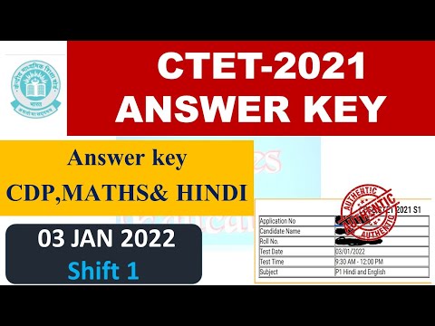 3 JANUARYCTET| Answer key_2022|CTET Answer key2022|CTETCDP_MATHS_HINDI Answer key|CTET Response key