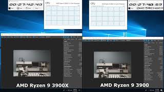 3Dsmax Corona 2 Render Time Exterior AMD Ryzen 9 3900X vs AMD Ryzen 9 3900