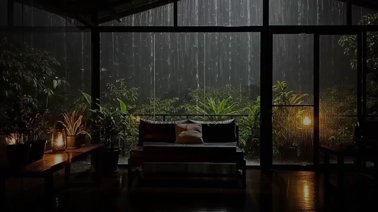 No Ads Rain Sounds for Sleeping | Cozy Sofa During a Thunderstorm | Heavy Rain for Sleep Aid