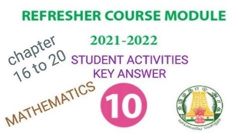 10th maths refresher course module student activities key answer,10th maths student activities