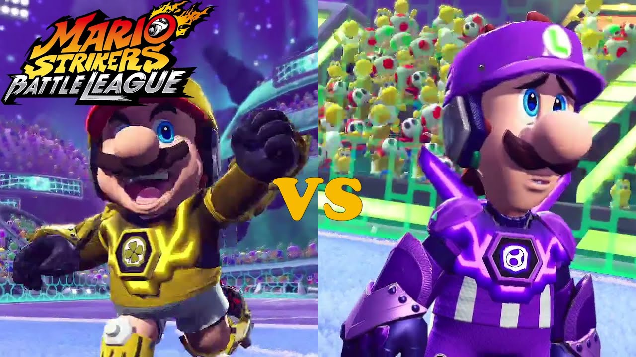 Mario Strikers: Battle League - Team Mario vs Team Luigi - Urban Rooftop/Planetoid