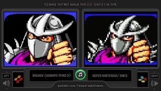 Teenage mutant hero turtles: turtles in time/ ninja iv: time
comparison - snes/ super nintendo vs arcade konami tmnt 2.