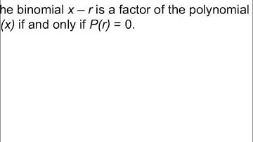 6.6 The Remainder and Factor Theorems