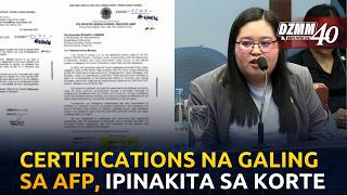 AFP certifications submitted by OVP to COA presented in trial | DZMM (11 August 2026)