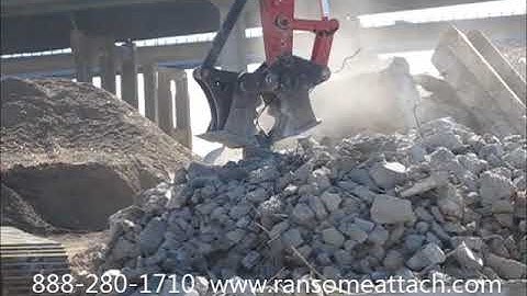 reinforced concrete recycling with a Strickland Concrete Pulverizer, excavator concrete crusher