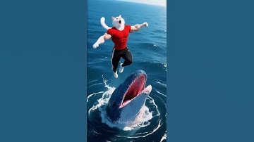 Mèo bố rơi vào bụng cá Voi.. Liệu mèo con có cứu được bố của mình? #funny #cat