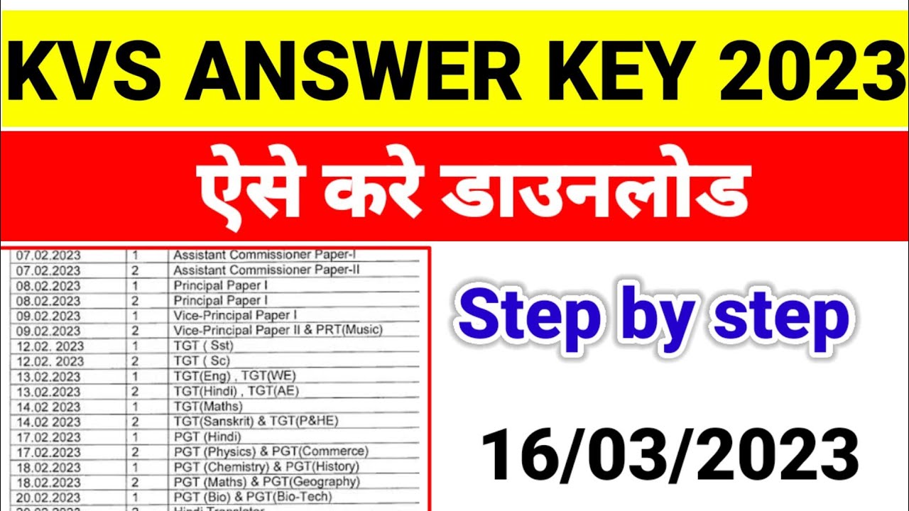 KVS Answer Key 2023 Kaise Dekhe KVS Librarian Answer Key 2023 How To