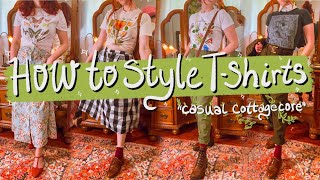 How to Style T-Shirts but make it Cottagecore! 🍃 Casual Aesthetic Outfits 🌸