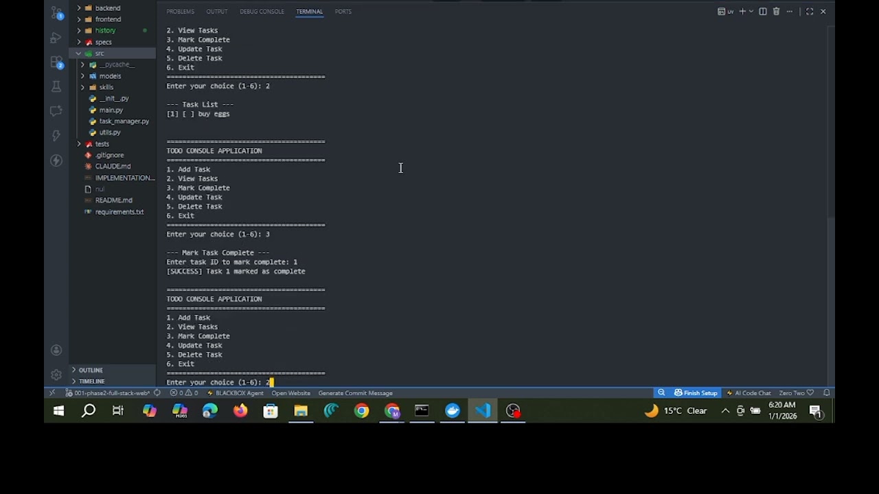 Hackathon II – The Evolution of Todo Phase: I – Console Application Demo