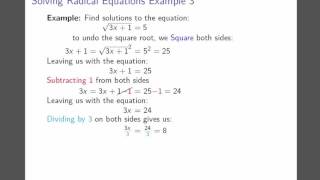 Solving Radical Equations - Example 3