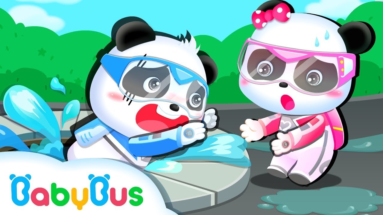 Water Spills Over From Pipe Super Panda Rescue Team Kids Animation Babybus Cartoon Youtube - roblox babybus