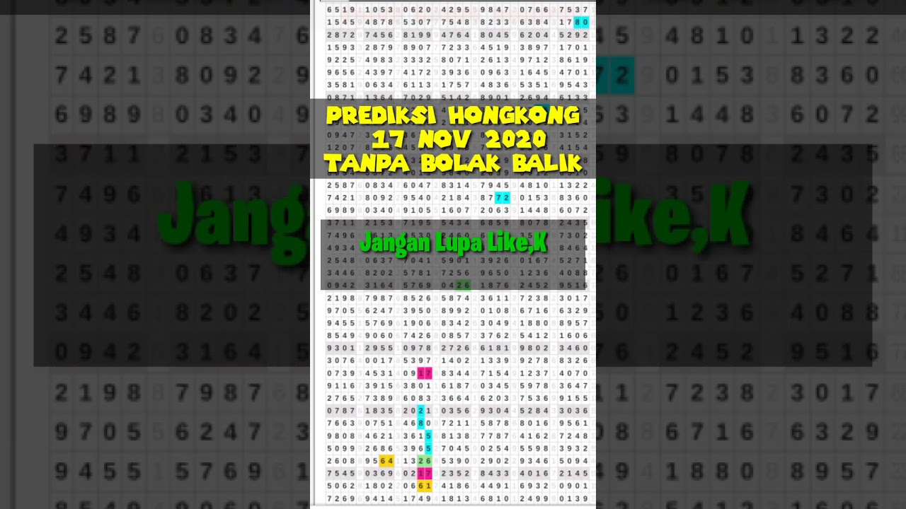 Prediksi Hk 17 November 2020 Tunggal 6 Paito Warna Com Youtube