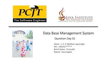 Question Set - 01 | DBMS | Java Institute | 1st Year |