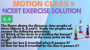 The figure shows the distance-time graphs of three objects A, B and C. Study the graphs and answer