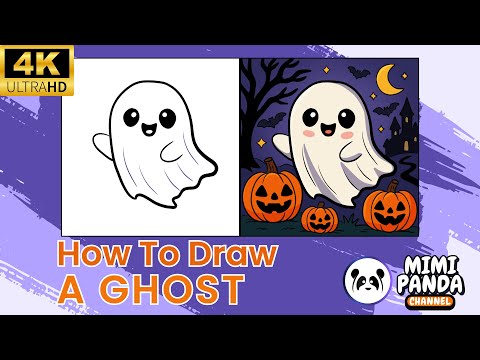 👉 How To Draw a Ghost 👻 (Easy Halloween Drawing for Kids) | Mimi Panda
