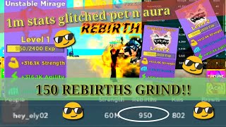 Grinding Rebirths using Glitched PET and AURA | Muscle Legends | Roblox
