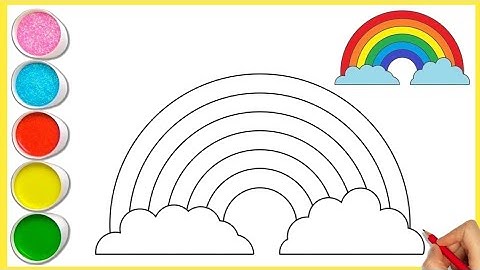 How to Draw a Rainbow and Clouds Easy With Colouring || Rainbow Drawing penting step by step drawing