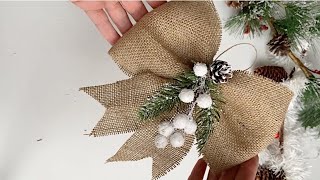 DIY Бант из мешковины НОВОГОДНИЙ ДЕКОР рождественское украшение ...