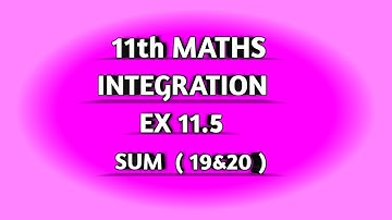 TN SAMACHEER || 11th STD MATHS || CHAAPTER 11 || INTEGRATION || EX 11.5 || SUM 19 & 20 |