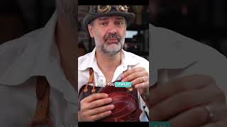 Laser cutting a greek leather helmet