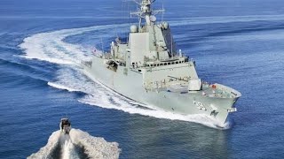 WARSHIP DESTROYER INTERCEPTS FISHING BOAT