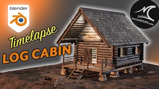 Model &amp; Texture a Log Cabin in Blender - Timelapse