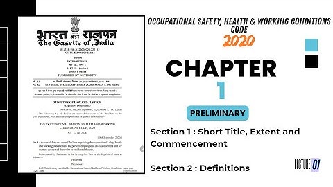 OSHWC Code 2020 | Chapter-1: Section-1 (Short Title, Extent) & Section-2 (Definitions) |