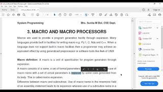Unit 3 - Macros and Macro Processors, Macro definition and call, Macro Expansion,