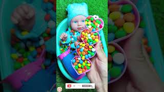 Full of 3 RainbowBathtups Candy with M&amp;M's &amp; Magic Slime Cutting Satisfying Video