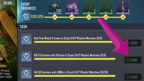 Call Of Duty Mobile Kill 5 Enemies with Pistols in Stack 24/7 Playlist Matches Task Complete