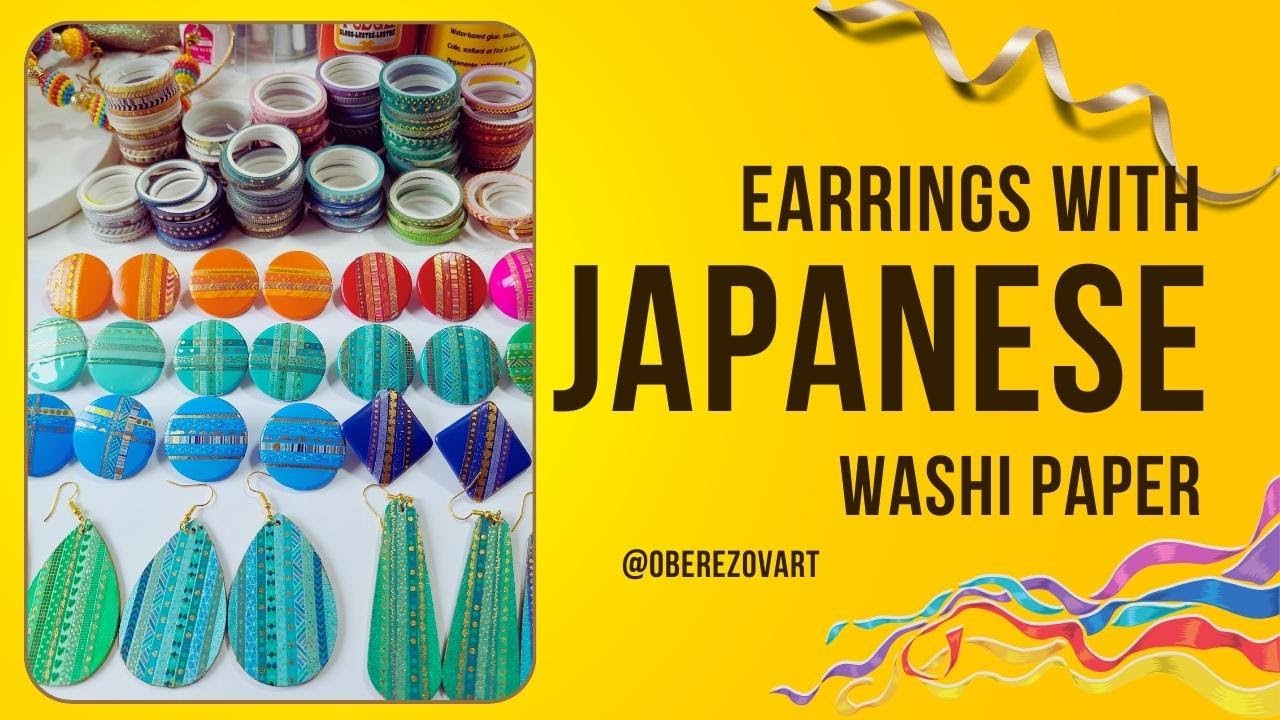 Earrings with Japanese Washi Paper  ( tutorial)  #oberezovart #art #jewellery