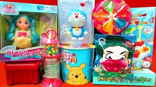 mouth candy, doraemon, diy jelly, animal magnet, girl doll, diy Squishy, pooh gum, pump candy