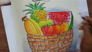 still fruit drawing draw basket step fruits easy drawings very howto paintingvalley