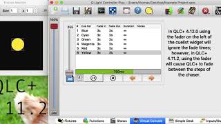 QLC+ 4.12.0 VC Cue List steps side fader ignores fading