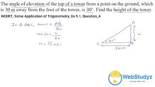 Class 10 NCERT Maths | Ch 9: Some Application Of Trigonometry | Ex 9.1 Q4 Solution screenshot 5