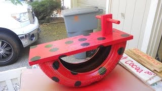 upcycled tire rocking horse