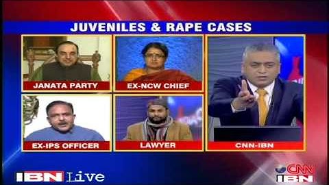 Dr Subramanian Swamy in CNN-IBN debate - Should Juveniles get away with lighter sentences?