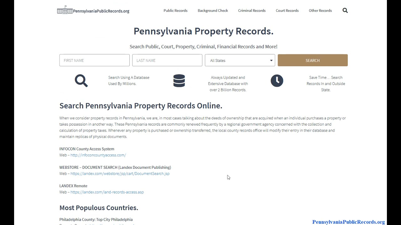 Pennsylvania Property Records (Search Real Estate Information By Name and Address).