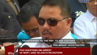 PAO questions NBI arrest of Mary Jane Veloso’s recruiters