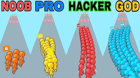 NOOB vs PRO vs HACKER vs GOD in Runner Pusher 3D (iOS & android gameplay)