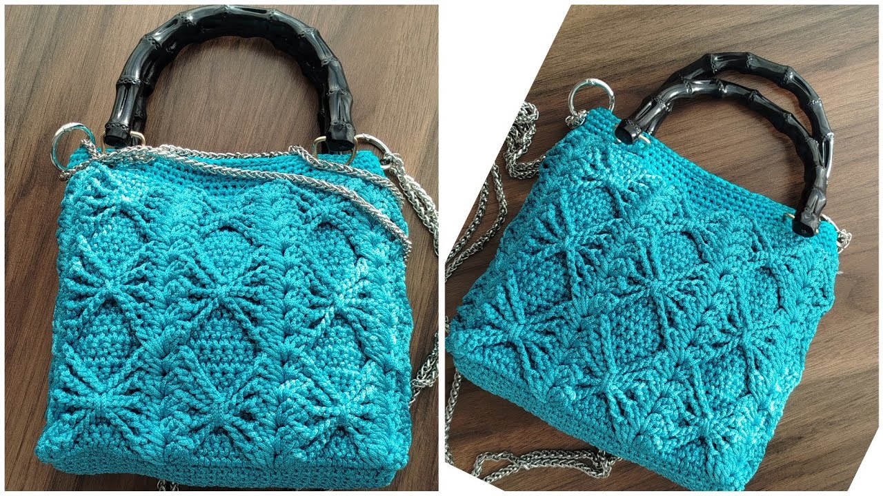 Kolay tığ işi fiyonk desenli örgü çanta yapımı