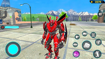 Red Megatron Robot Jet Bike Car Transformation Robot Game 2020 Fighting in City - Android Gameplay