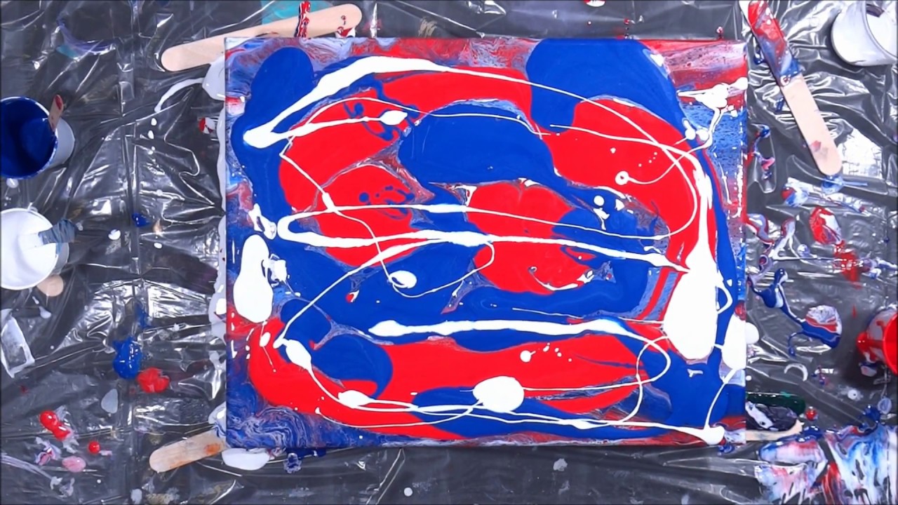 Red, White & Blue Acrylic Pour (163) Failed Swipe & Saved with Air ...
