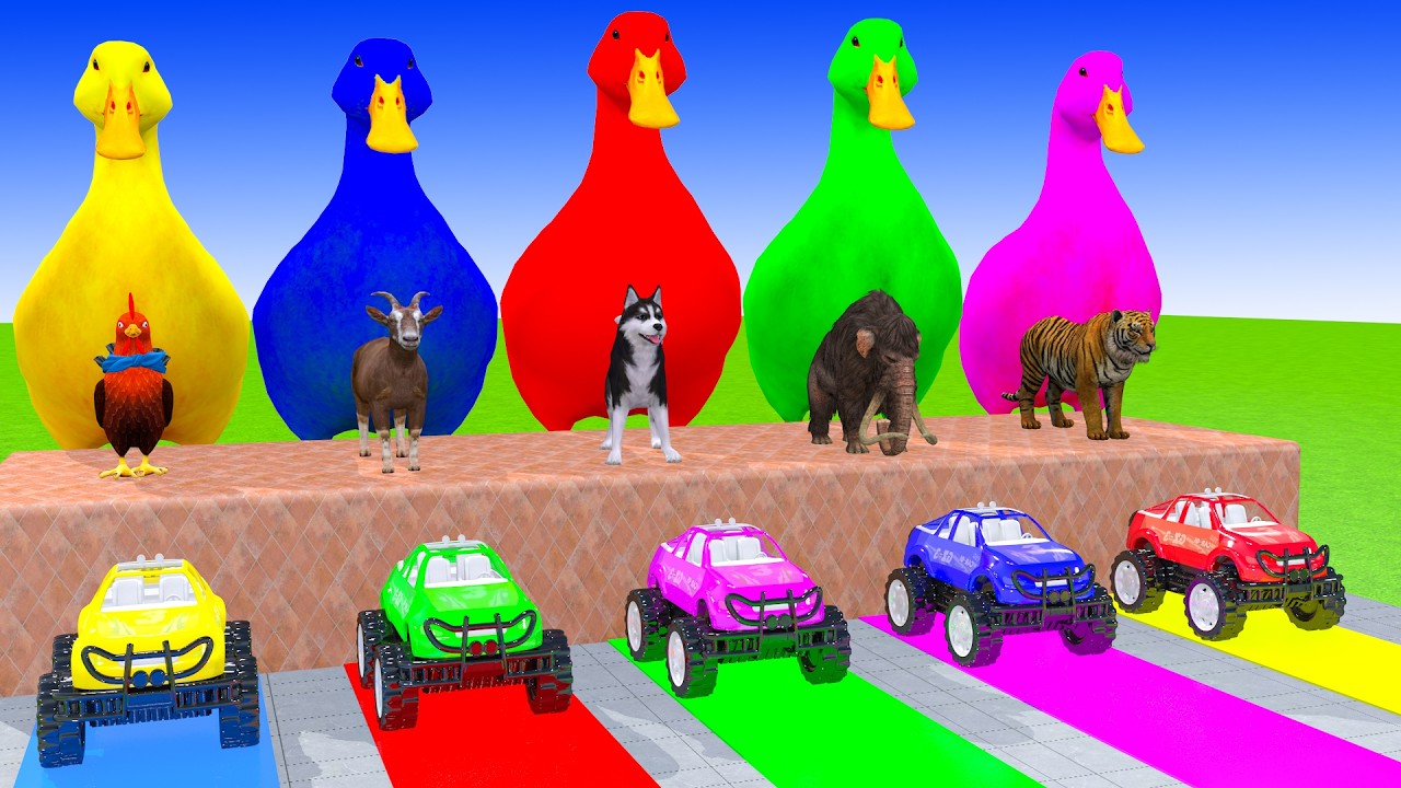 Long Slide Game With Cow Elephant Gorilla Hippopotamus Tiger 3d Animal Game Funny 3d Animals