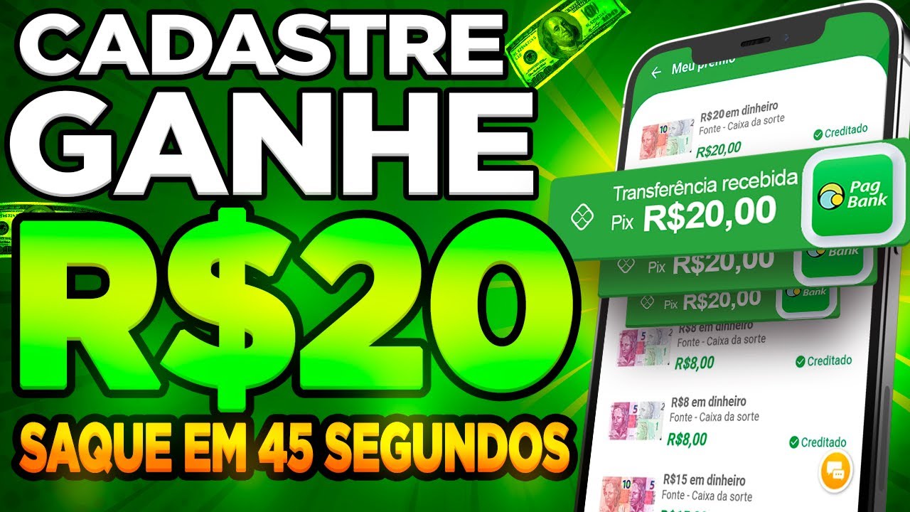 🥳GANHE R$20 NO CADASTRO! APP NOVO PAGOU R$20 PRA SE CADASTRAR – CADASTRE E GANHE VIA PIX