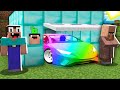 Minecraft NOOB vs PRO: HOW NOOB HIDE THIS SUPER RAINBOW CAR IN GARAGE FROM VILLAGER! 100% trolling