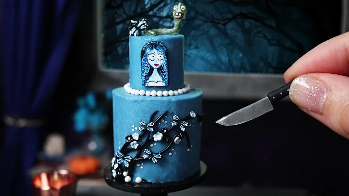 Tiny Tim Burton Corpse Bride Wedding Cake, Mini Halloween DIY Cake Decorating, Miniature Cooking