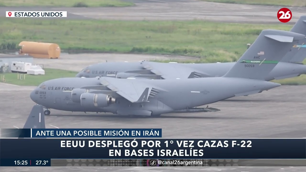 🚨 EEUU DESPLEGÓ POR 1° VEZ CAZAS F-22 | Aviones con capacidad ofensiva aterrizan en Israel